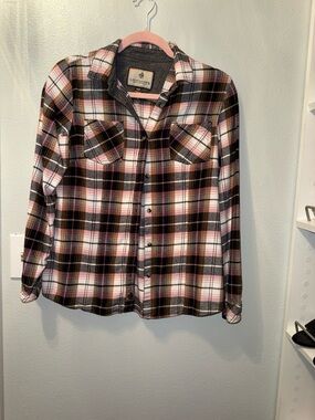 Legendary Whitetails Pink, Black & White Plaid Flannel Shirt
